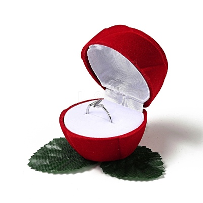 Flocking Plastic Rose Finger Ring Boxes CON-C015-01B-1