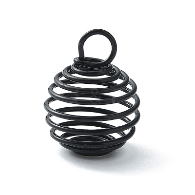 Carbon Steel Spiral Bead Cage Pendants IFIN-WH0027-47A-EB-1