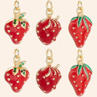 6Pcs 3 Style Brass Enamel Pendants KK-BBC0019-49-1