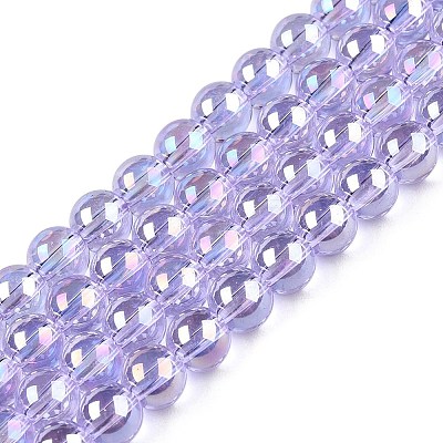 Electroplate Transparent Glass Beads Strands GLAA-T032-T6mm-AB01-1