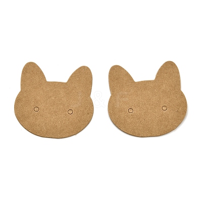 100Pcs Cat Shaped Kraft Paper Earring Display Cards EDIS-M004-01A-1