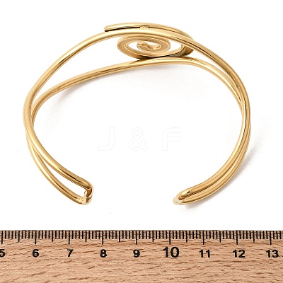 304 Stainless Steel Cuff Bangles for Women BJEW-P387-03G-1