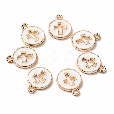 Light Gold Plated Alloy Enamel Pendants ENAM-R136-18-1