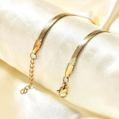 Ion Plating(IP) Unisex 304 Stainless Steel Herringbone Chain Bracelets BJEW-O177-01A-G-1