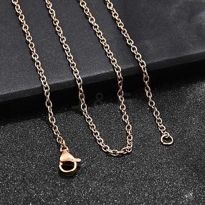 304 Stainless Steel Cable Chain Necklace Making X-STAS-P045-01RG-A-1