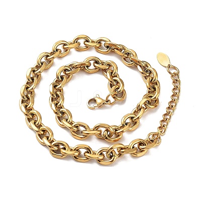 Ion Plating(IP) 304 Stainless Steel Rolo Chain Necklace NJEW-D045-01G-1