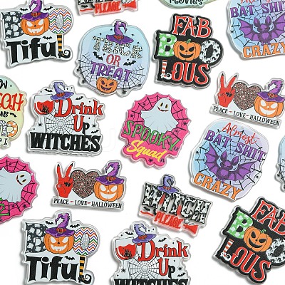18Pcs 9 Styles Printed Acrylic Pendants OACR-FS0001-74-1