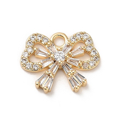 Brass Micro Pave Cubic Zirconia Pendants KK-P301-03B-G-1