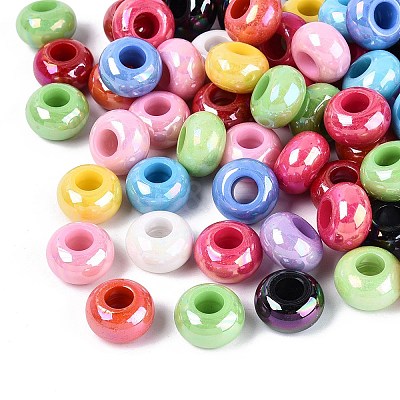 AB Plating Opaque Acrylic European Beads OACR-Q200-23-1