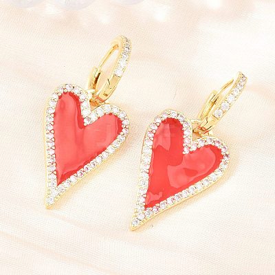 Valentine's Day Heart Brass Micro Pave Clear Cubic Zirconia Hoop Earrings EJEW-Z164-10G-01-1