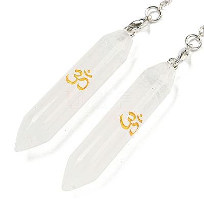 Bullet Natural Quartz Crystal Pointed Dowsing Pendulums AJEW-B106-01AS-07-1