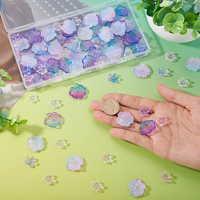 100Pcs 4 Styles Baking Paint Transparent Glass Bead Caps DGLA-TA0001-50-1