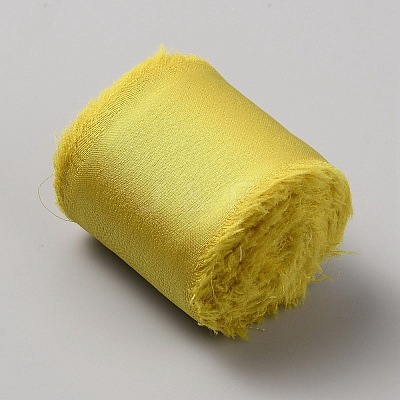 5M Polyester Satin Frayed Ribbon OCOR-WH0078-220C-1