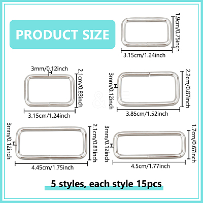 75Pcs 5 Styles Iron Linking Rings IFIN-NB0001-62-1