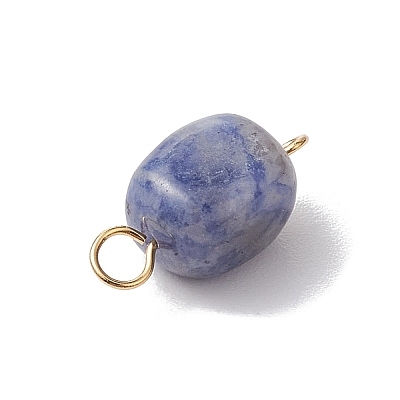 Natural Mixed Gemstone Cuboid Connector Charms PALLOY-JF02788-01-1