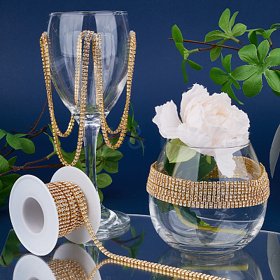 Golden Iron Rhinestone Strass Chains CH-WH0009-04G-01-1
