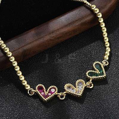 Brass Micro Pave Cubic Zirconia Slider Bracelets BJEW-S163-01B-G-1