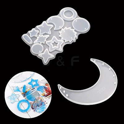 DIY Moon/Star/Round Pendant Silicone Molds WICH-PW0001-106B-1