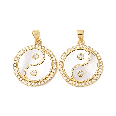 Brass Micro Pave Cubic Zirconia Pendants KK-B083-11G-1