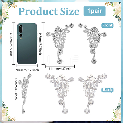 2Pcs 2 Styles Flower Alloy Rhinestone Ornament Accessories DIY-FG0008-05B-1
