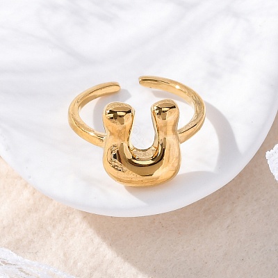 304 Stainless Steel Open Cuff Rings for Women LS-RJEW-M060-01G-21-1