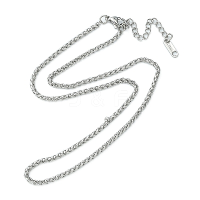 304 Stainless Steel Wheat Chain Necklace for Men Women NJEW-YW0001-17-1