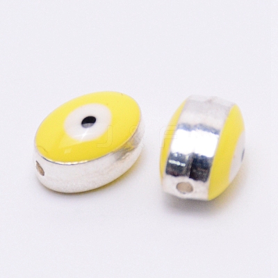 Double-Sided Enamel Alloy Beads ENAM-WH0049-40P-01-RS-1