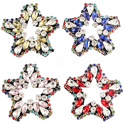 4Pcs 4 Colors Star Rhinestone Appliques FIND-GF0004-97-1