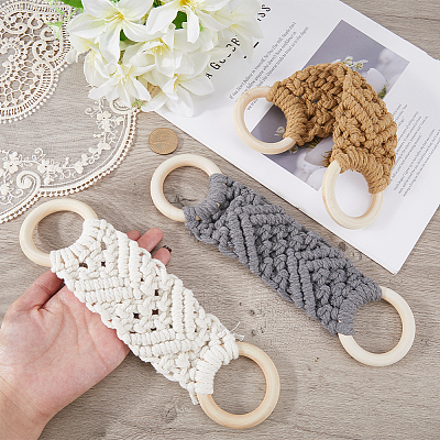 3Pcs 3 Colors Handmade Macrame Cotton Hanging Towel Holder AJEW-CN0006-37-1