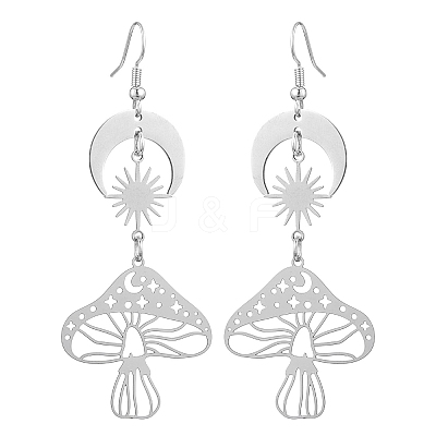Brass & Stainless Steel Dangle Earrings EJEW-TA00396-1