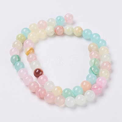Natural Colorful Green Jade Beads Strands G-G757-01-6mm-1