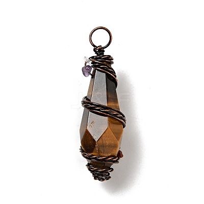 Natural Tiger Eye Pointed Big Pendants G-G860-03R-05-1