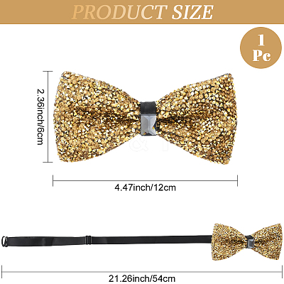 1Pc Polyester with Rhinestone Bow Ties for Bridegroom AJEW-SP0003-32B-1