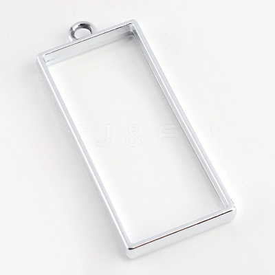 Rack Plating Alloy Rectangle Open Back Bezel Pendants X-PALLOY-S047-11D-FF-1