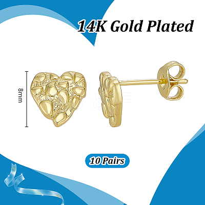 10 Pairs Brass Stud Earrings EJEW-PH0001-52B-1