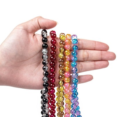 Two Tone Crackle Glass Beads Strands CCG-Q002-8mm-M-1