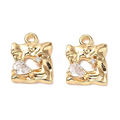 Brass Micro Pave Clear Cubic Zirconia Charms KK-A259-29G-1
