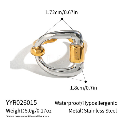 Two Tone 304 Stainless Steel Cuff Open Rings WG10CAF-01-1