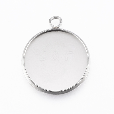 Non-Tarnish 304 Stainless Steel Pendant Cabochon Settings X-STAS-E146-18P-20mm-1