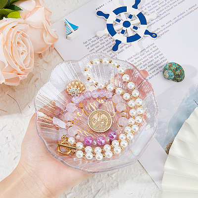 Shell Shape Glass Jewelry Plates DJEW-WH0058-09-1