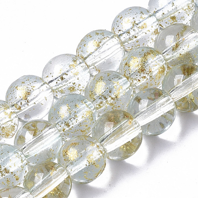 Transparent Spray Painted Glass Bead Strands GLAA-N035-03B-B09-1