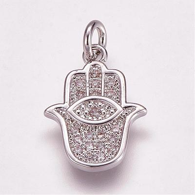 Brass Micro Pave Cubic Zirconia Pendants ZIRC-G099-39P-1