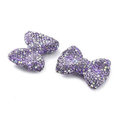 Bowknot Shape Polymer Clay Rhinestone Beads CLAY-NH0001-05F-1
