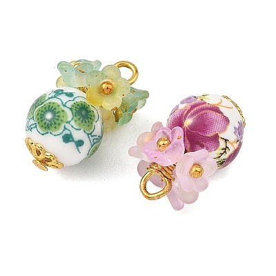 Printed Handmade Porcelain Beads Pendants PALLOY-JF05907-1