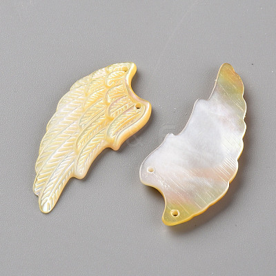 Left and Right Natural Yellow Shell Beads SSHEL-Q311-003-1