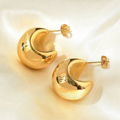 304 Stainless Steel Stud Earrings for Women EJEW-U051-01G-1