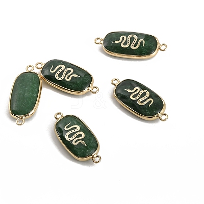 Natural Green Strawberry Quartz Oval Connector Charms PW-WG509CD-04-1