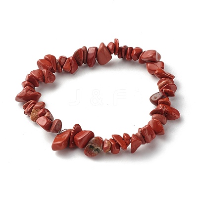 Natural Red Jasper Chip Beads Stretch Bracelets for Children BJEW-JB06388-09-1