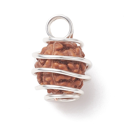 Natural Rudraksha Copper Wire Wrapped Pendants PALLOY-JF02068-02-1