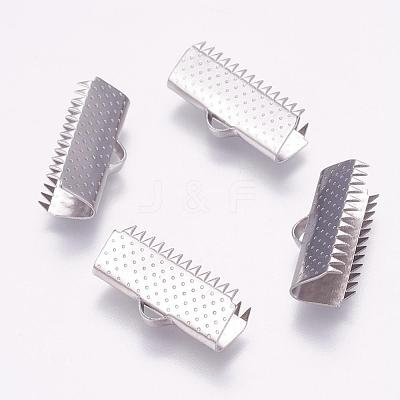 Tarnish Resistant 304 Stainless Steel Ribbon Crimp Ends STAS-K148-08P-F-1